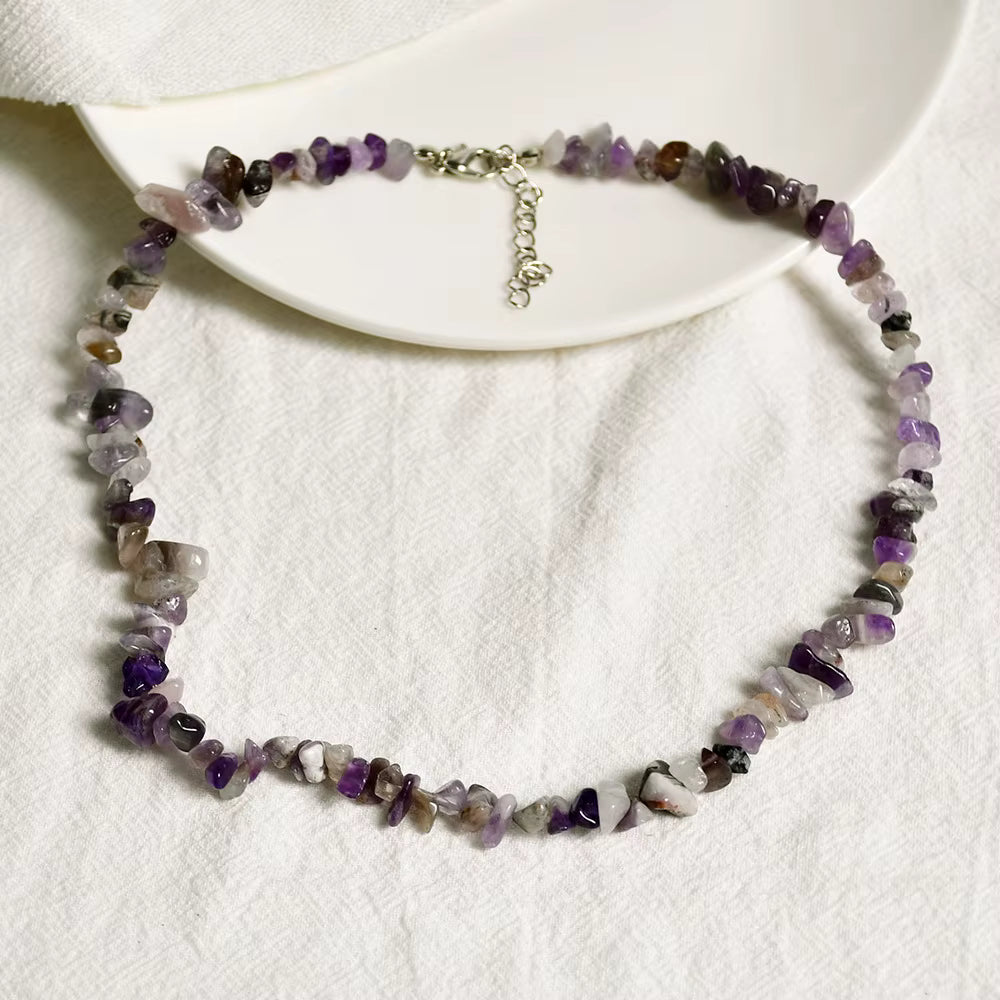 Crystal Chip Necklace Amethyst