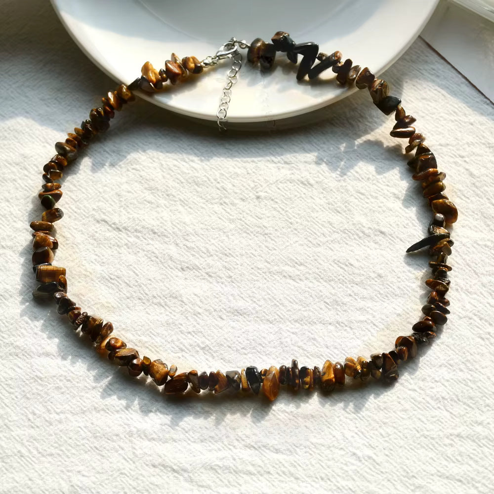 Crystal Chip Necklace Tiger Eye
