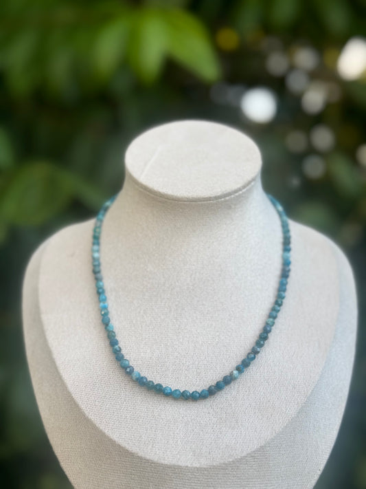 Faceted Necklace Blue Apatite