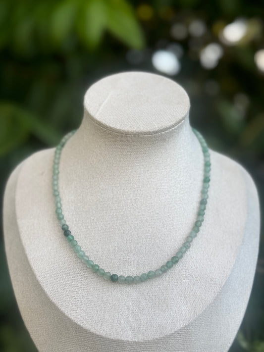 Faceted Necklace Green Strawberry Quartz