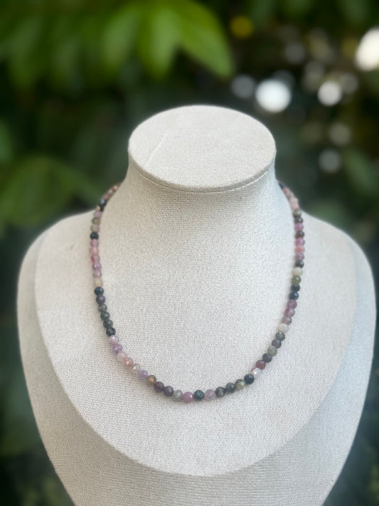 Faceted Necklace Rainbow Tourmaline
