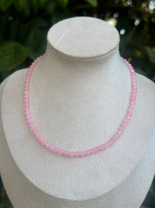 Faceted Necklace Rose Quartz