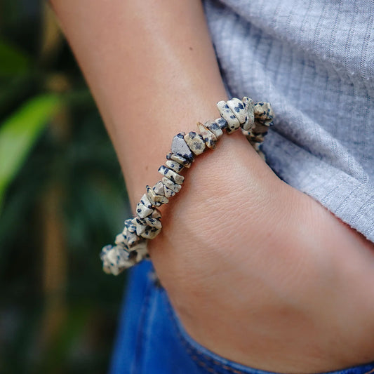 Crystal Chip Bracelet DALMATIAN JASPER
