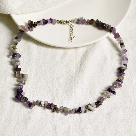 Crystal Chip Necklace Amethyst